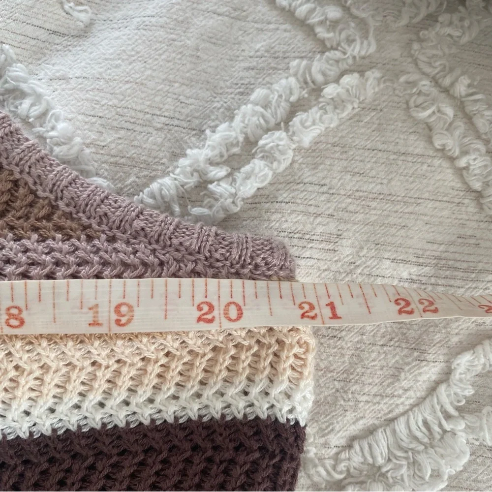NWT House of Harlow 1960 Boho Neutral Brown Crochet Knit Striped Midi Dress XL - Picture 7 of 9